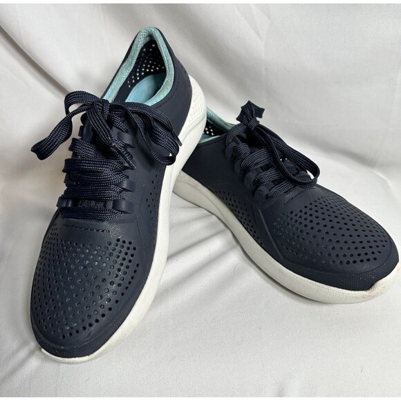 CROCS Lite Ride size 7 Navy Waterproof Lace Up Sneakers Shoes - Picture 1 of 7